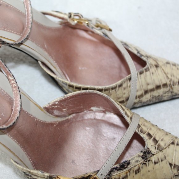 Carlos Santana leather snakeskin pointed toe heels - Picture 12 of 12